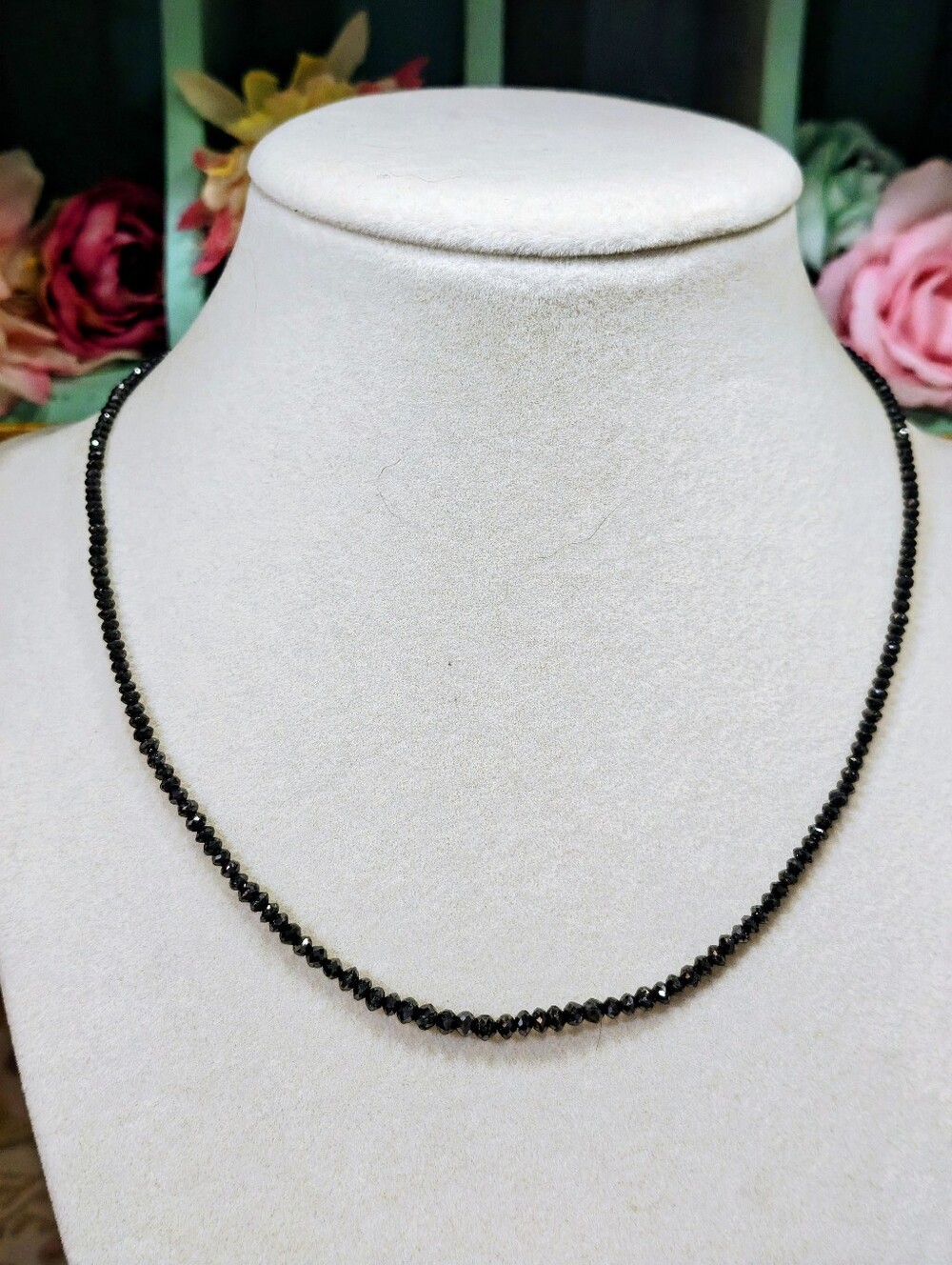 Natural Black Diamond Necklace With White Gold 18K Solid Lock